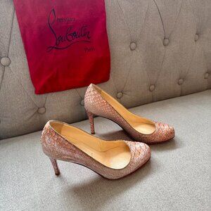 Christian Louboutin Python‑Embossed Leather Pumps